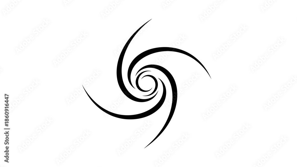 Fototapeta premium Abstract Black Swirling Vortex Symbol With White Background