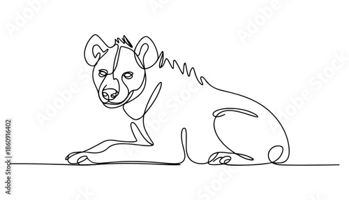 One continuous line illustration of an Hyenas , isolated on white background.