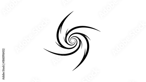 Abstract black spiral vortex graphic design element on white background
