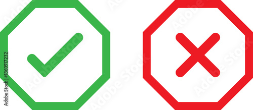 Checkmark and cross symbols