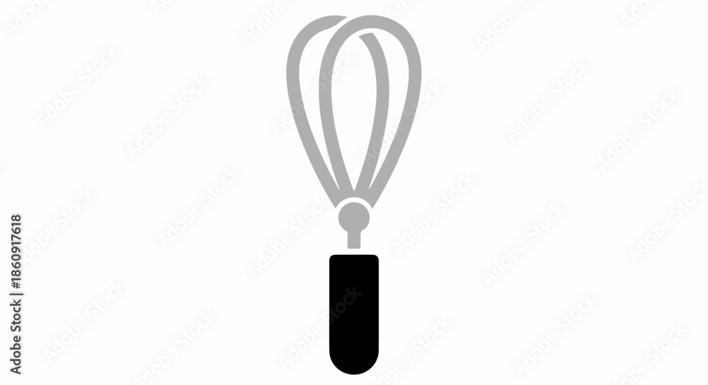 Fototapeta premium A black handled whisk illustration on a white background viewed from the front