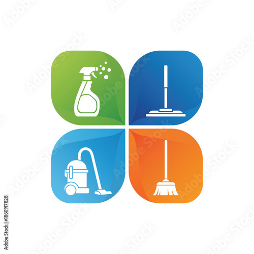 Various cleaning tools for a sparkling clean home Vector