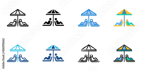 Recreation icons set multiple style collection. Editable stroke 
