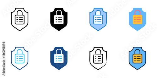 Security icons set multiple style collection. Editable stroke 
