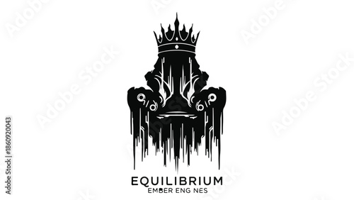 Majestic throne with dripping crown symbolizing power and decay