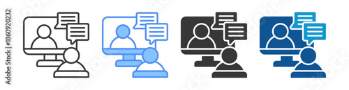 Virtual Meeting Icon Set Multiple Style Collection