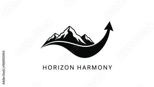 Mountain peak with upward arrow symbolizing growth and achievement in business