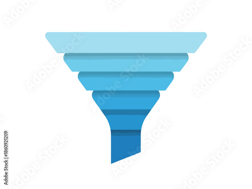 A blue layered funnel icon representing data filtering or a sales pipeline.