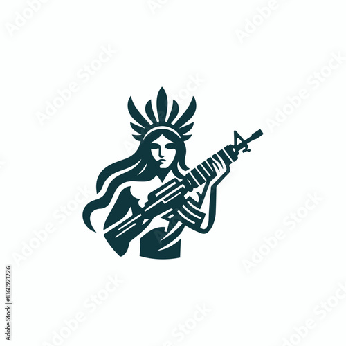 War Goddess With Gun Logo