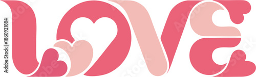 Abstract Love Typography with Heart Shapes for Valentine Design Vector Illustration