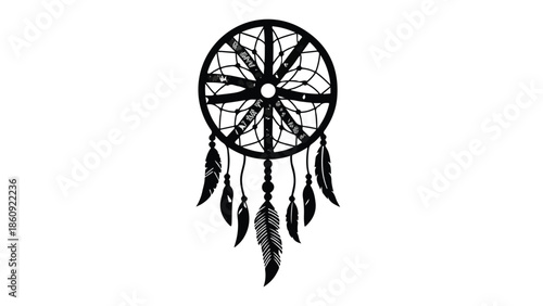 Intricate dreamcatcher with feathers, symbolizing protection and good dreams