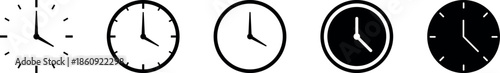 Set of clock icons. Clock, time.