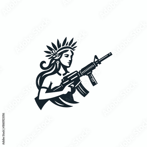 War Goddess With Gun Logo
