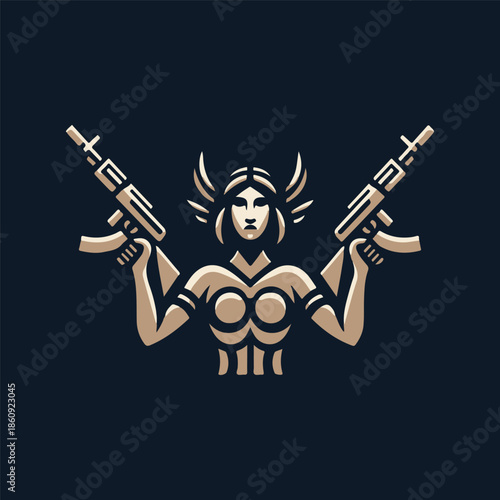 War Goddess With Gun Logo