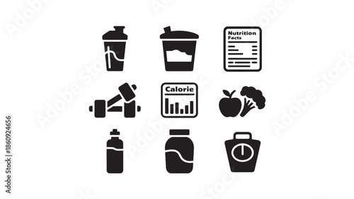 Assorted Health and Fitness Icons Set