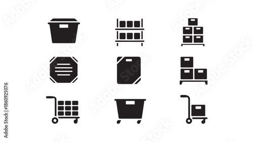 Collection of various storage containers and equipment icons displayed in a grid layout