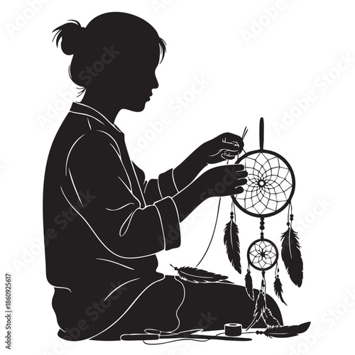 Woman Dreamcatcher Silhouette Crafting DIY Project Creative Hobby Indigenous Art Culture