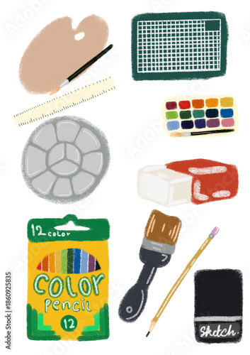 set of different tools art