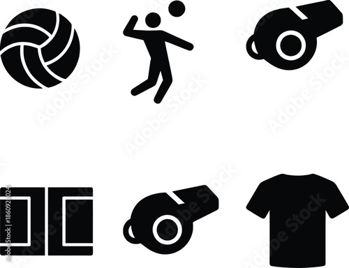 Volleyball sport icons collection