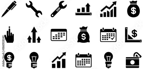 Business finance and tools icons for professional projects and growth