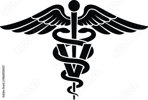 The veterinary caduceus symbol with wings and a snake