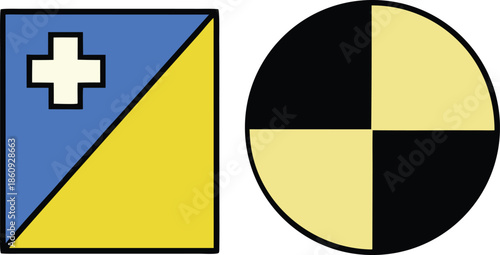 Square circle contrast in swiss modern layout