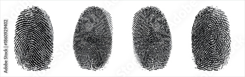 Set of vector fingerprint icons isolated on white background.