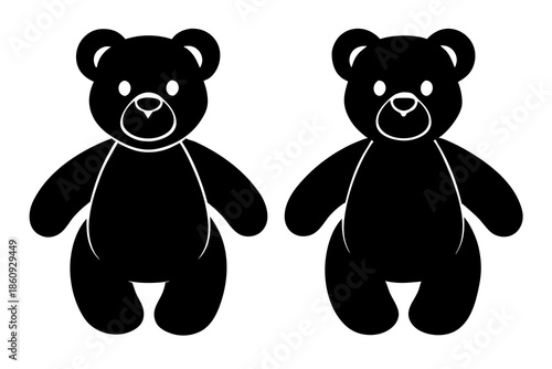 Teddy bear silhouette vector illustration isolated on white background
