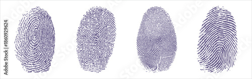 Set of vector fingerprint icons isolated on white background.