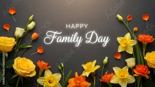 Happy family day wishes with beautiful flowers