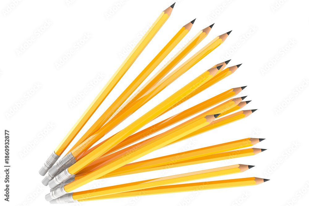Fototapeta premium Heap of Graphite Pencils, transparent background