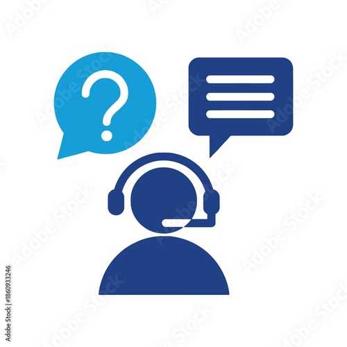 customer support service icon with question mark and chat bubbles