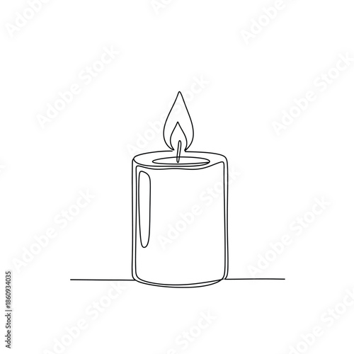 Simple line art drawing of a burning candle