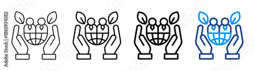 Corporate Social Responsibility Icon Different Style Outline Collection Set