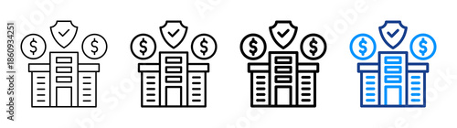 Insurance Company Icon Different Style Outline Collection Set