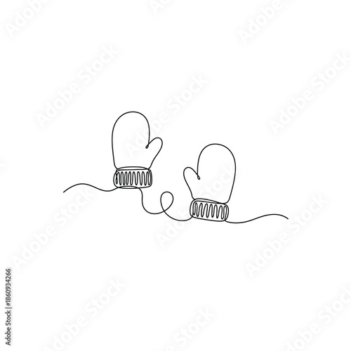 Simple line art drawing of two connected winter mittens