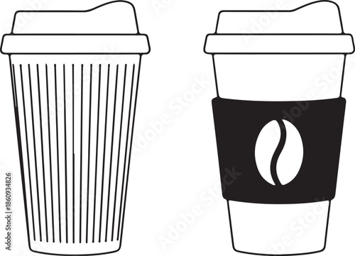 Coffee cup vector icon. Paper coffee cup icon isolated on white background. Coffee icons. Linear coffee cup icons.