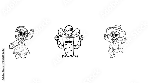 Calaverita Literaria Dia de Muertos Sugar Skull Mexican Folk Art Flat Design