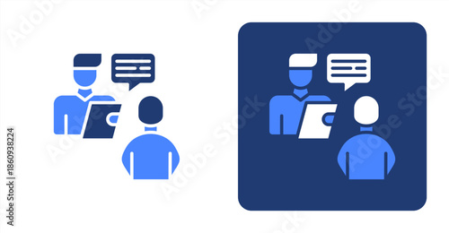 Interview Glyph Color  Two-tone color and contrasting background icon illustration