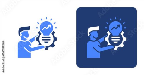 Skill Development Glyph Color  Two-tone color and contrasting background icon illustration