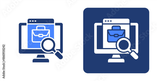 Job Search Glyph Color  Two-tone color and contrasting background icon illustration