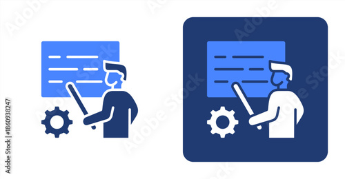 Training Program Glyph Color  Two-tone color and contrasting background icon illustration