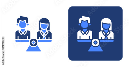 Equal Opportunities Glyph Color  Two-tone color and contrasting background icon illustration