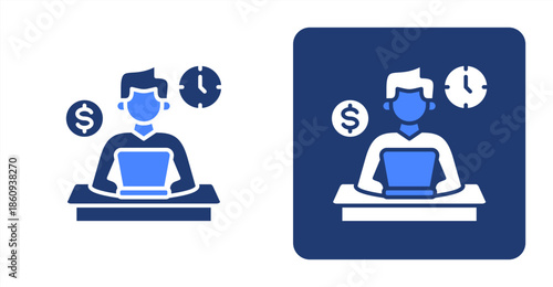 Freelance Glyph Color  Two-tone color and contrasting background icon illustration