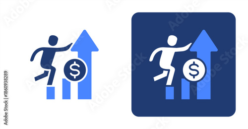 -Growth Glyph Color  Two-tone color and contrasting background icon illustration