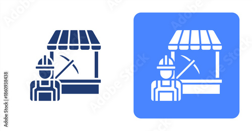 Labor Market Glyph  Two-tone color and contrasting background icon illustration