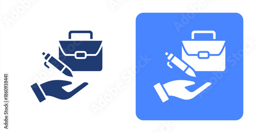 Job Creation Glyph  Two-tone color and contrasting background icon illustration