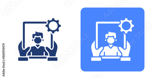 Apprenticeship Glyph  Two-tone color and contrasting background icon illustration