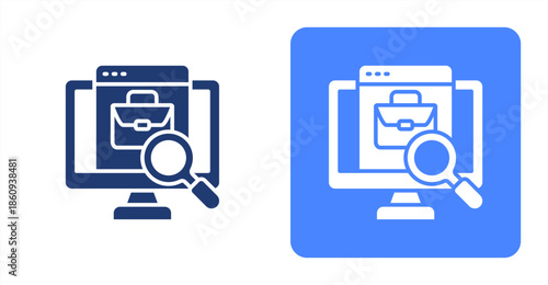 Job Search Glyph  Two-tone color and contrasting background icon illustration