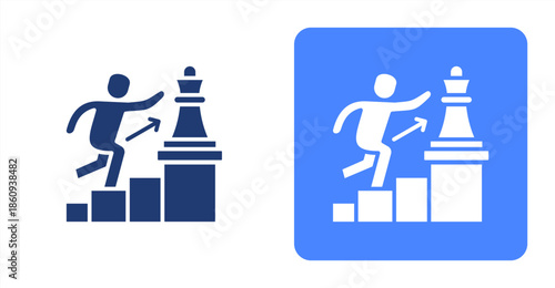 Career Path Glyph  Two-tone color and contrasting background icon illustration